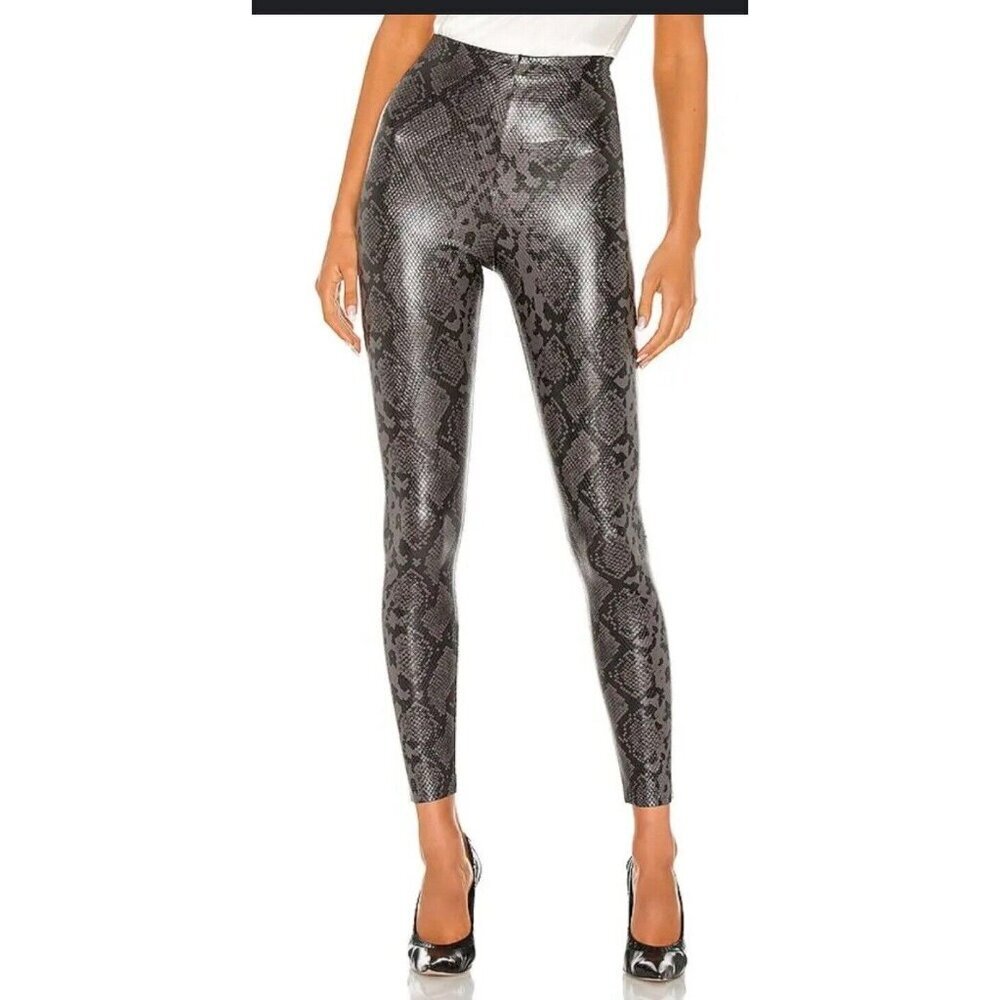 Karen Kane Womens Faux Leather Snakeskin Print Leggings In Black/ Gray Size XL